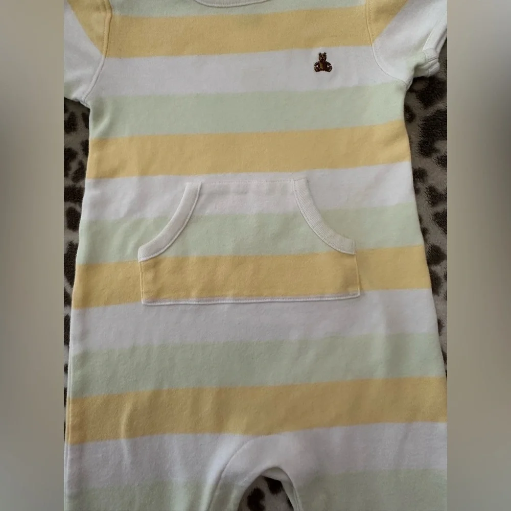 babyGap Short Sleeve Striped One-Piece for Baby in Green Yellow Size 6-12 Months